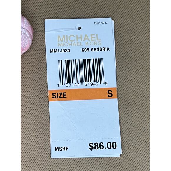 Michael Kors Sangria Pink Square Neck Logo Cropped Bikini Top S NWT - Picture 5 of 5